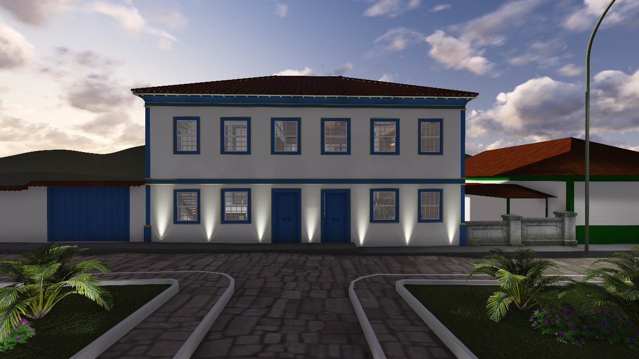 Imagem em 3D do projeto de restauração do casarão dos Orlandi