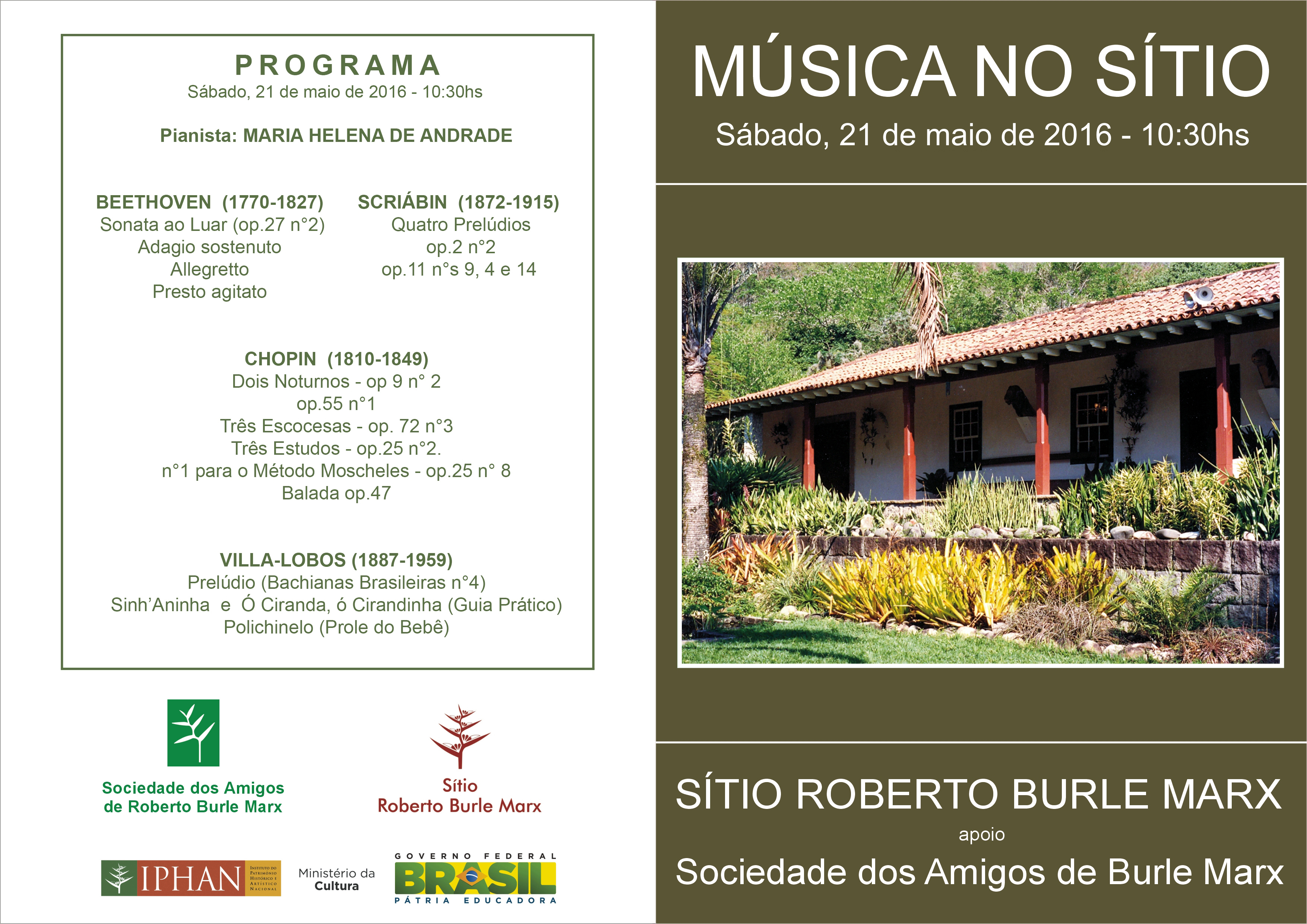 Projeto Música no Sítio, que faz parte das programações da 14ª Semana Nacional de Museus do Instituto Brasileiro de Museus (Ibram).