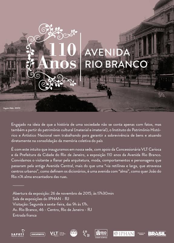 Convite para a exposição - 110 anos Avenida Rio Branco