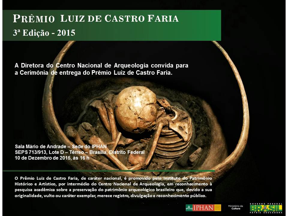 Convite para cerimônia do Prêmio Luiz Castro Faria